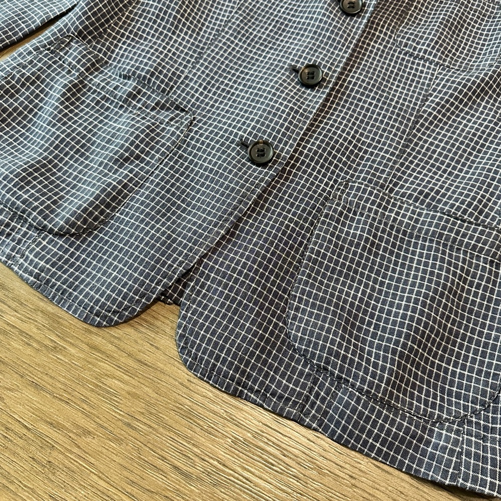 Ines De La Fressange 100% Linen Blazer Size XS Navy and white checkered - Picture 4 of 10